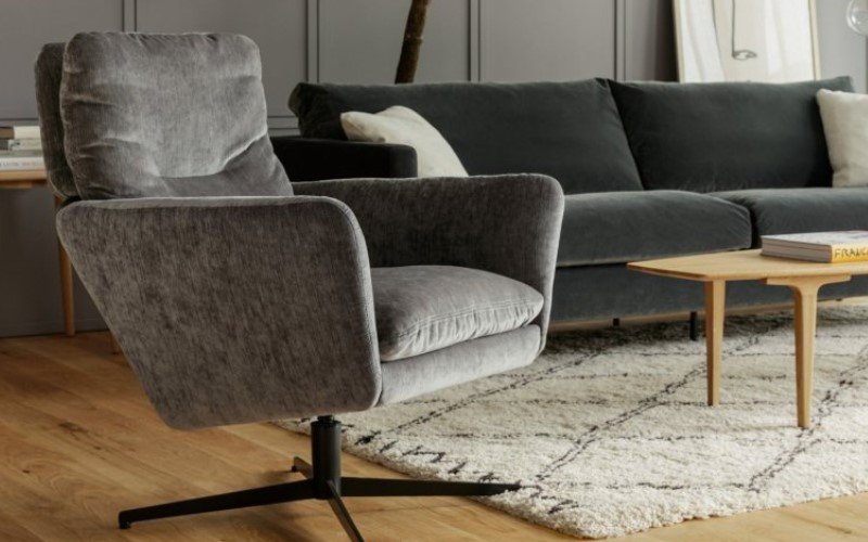 SITS Amy Swivel Armchair, contemporary and practical, photographed in grey fabric